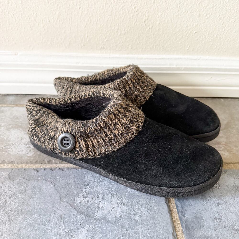 Clarks Angelina Clog Slippers Black Suede Leather Knit Collar Womens 11 - Picture 4 of 9